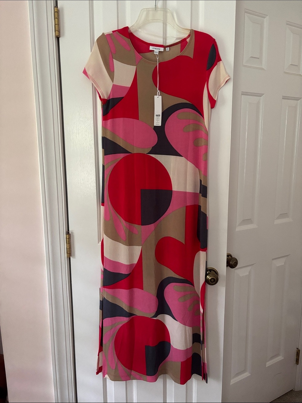 Women’s Pink & Red Abstract Print Shift Dress